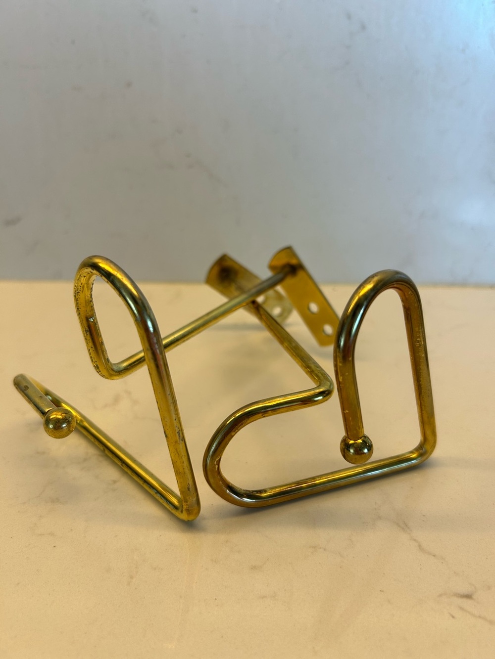 Brass Tone Metal Wall-Mounted Seag Hooks - Hearts. New in Bag. Made in Taiwan